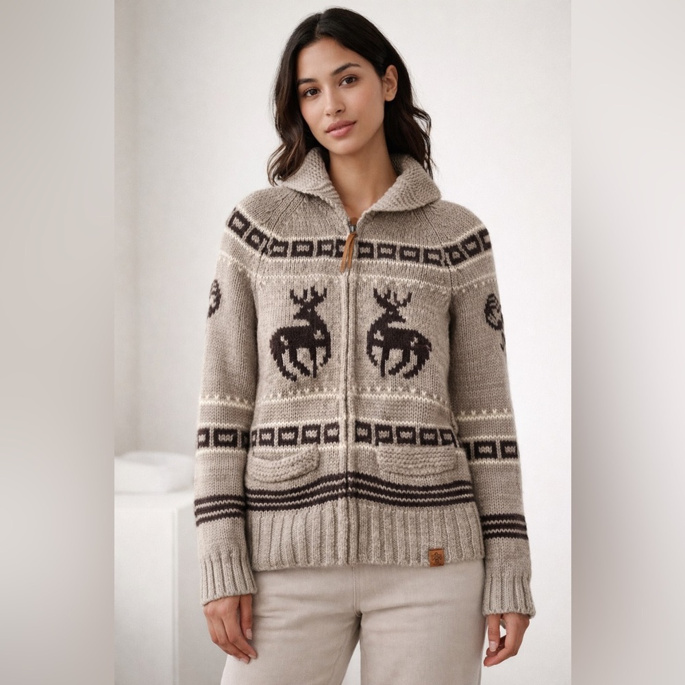 TNA Brown Reindeer Zip-Up Sweater 🦌🤎 - Picture 9 of 9